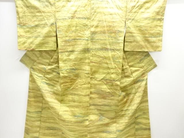 よろけ横段織り出し手織り紬着物